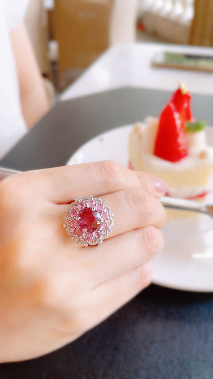 Pink Sapphire, Pink Tourmaline and Diamond Ring-WK3574