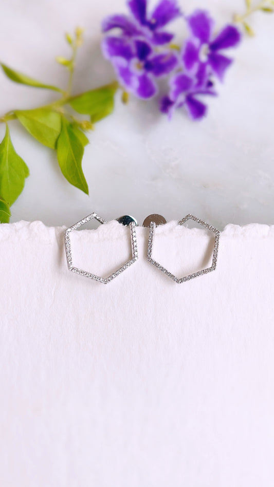 Hexagon Diamond Earrings-WK4000@
