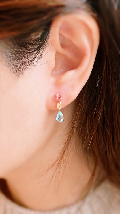 Aquamarine & Morganite Drop Earrings-WK3817