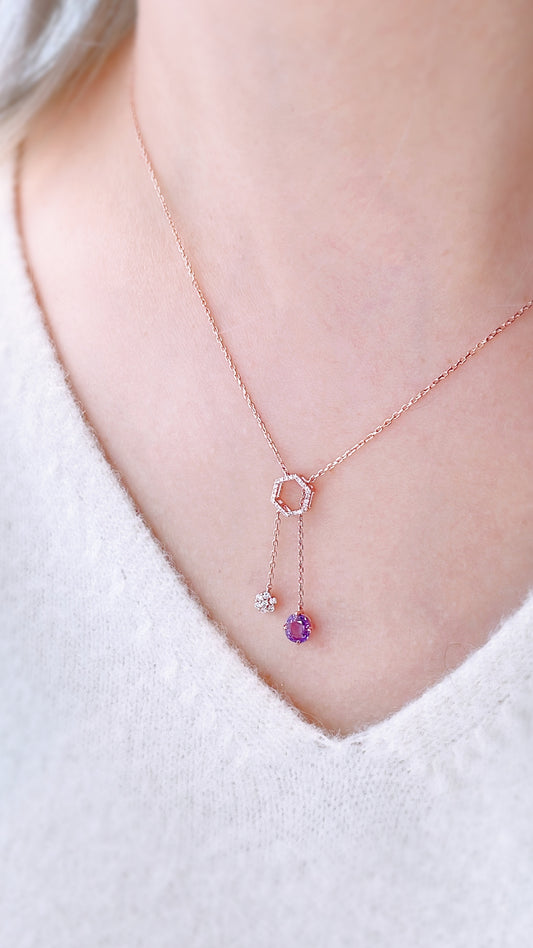 Lavender Purple Sapphire and Diamond Necklace-WK3669