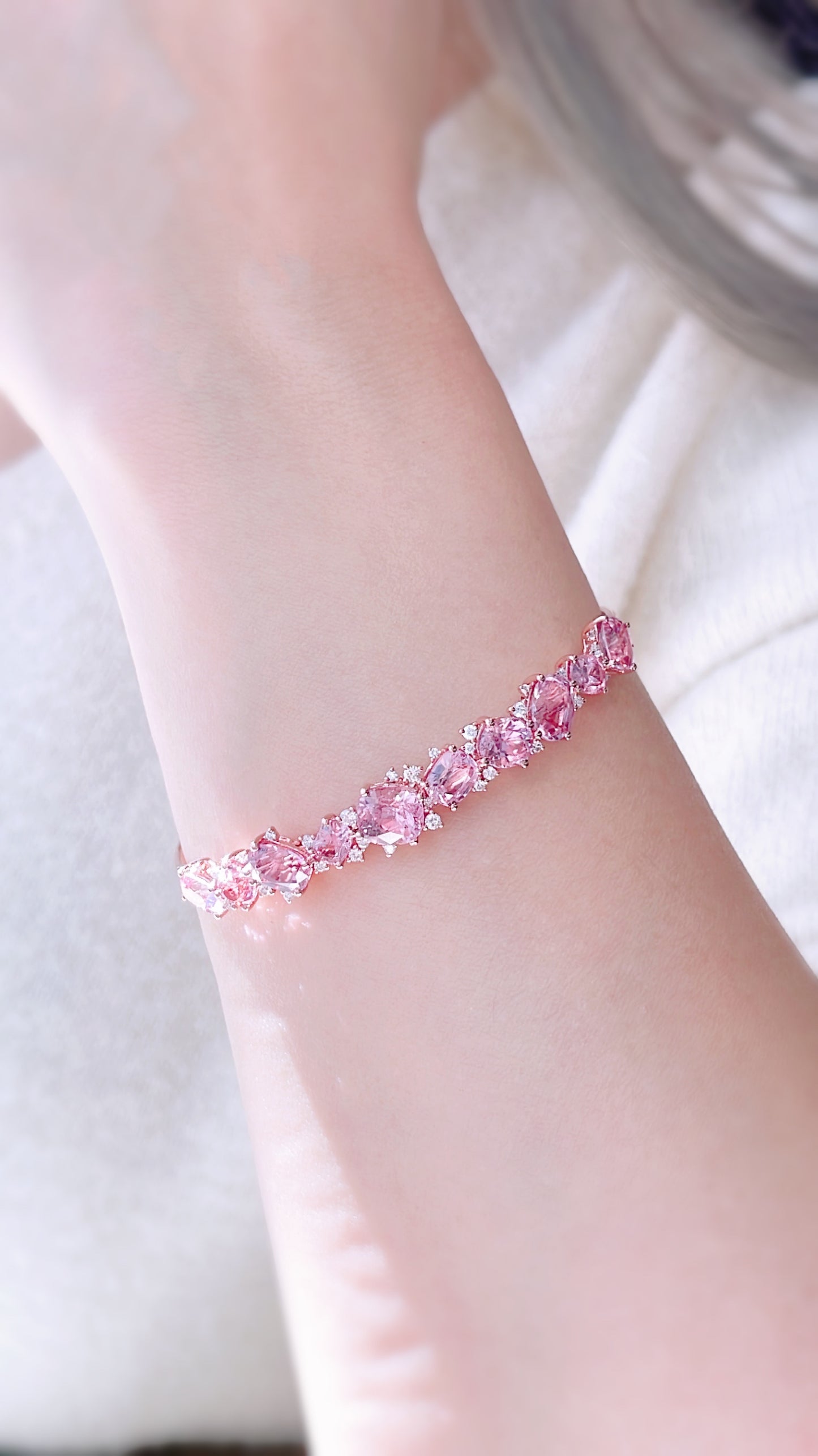 Pink Spinel and Diamond Bangle-WK3663