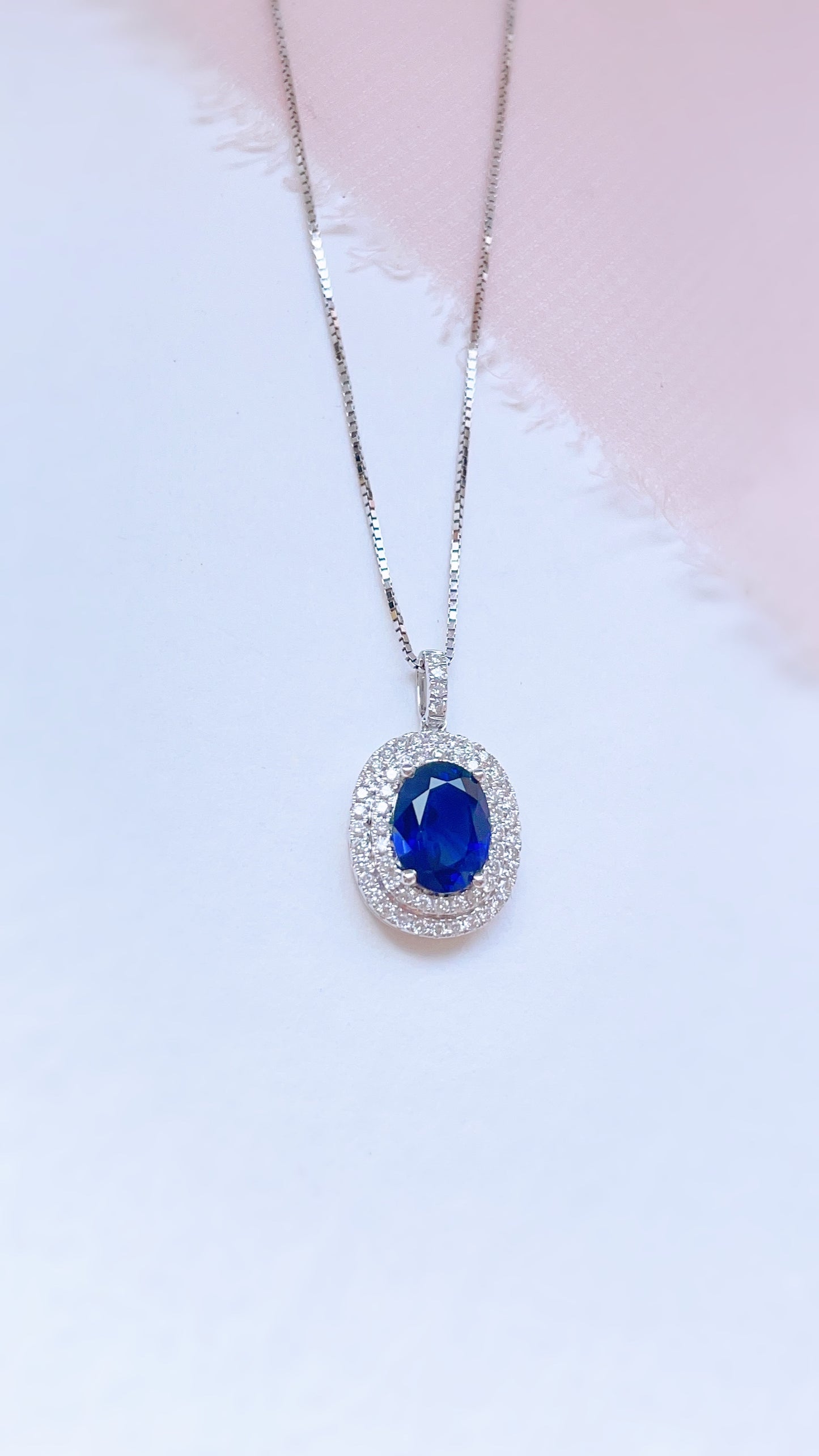 Blue Sapphire & Diamond Pendant