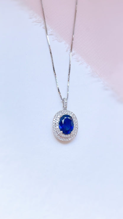 Blue Sapphire & Diamond Pendant
