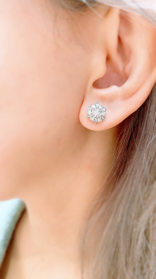 Cluster Diamond Earrings(WK3484)