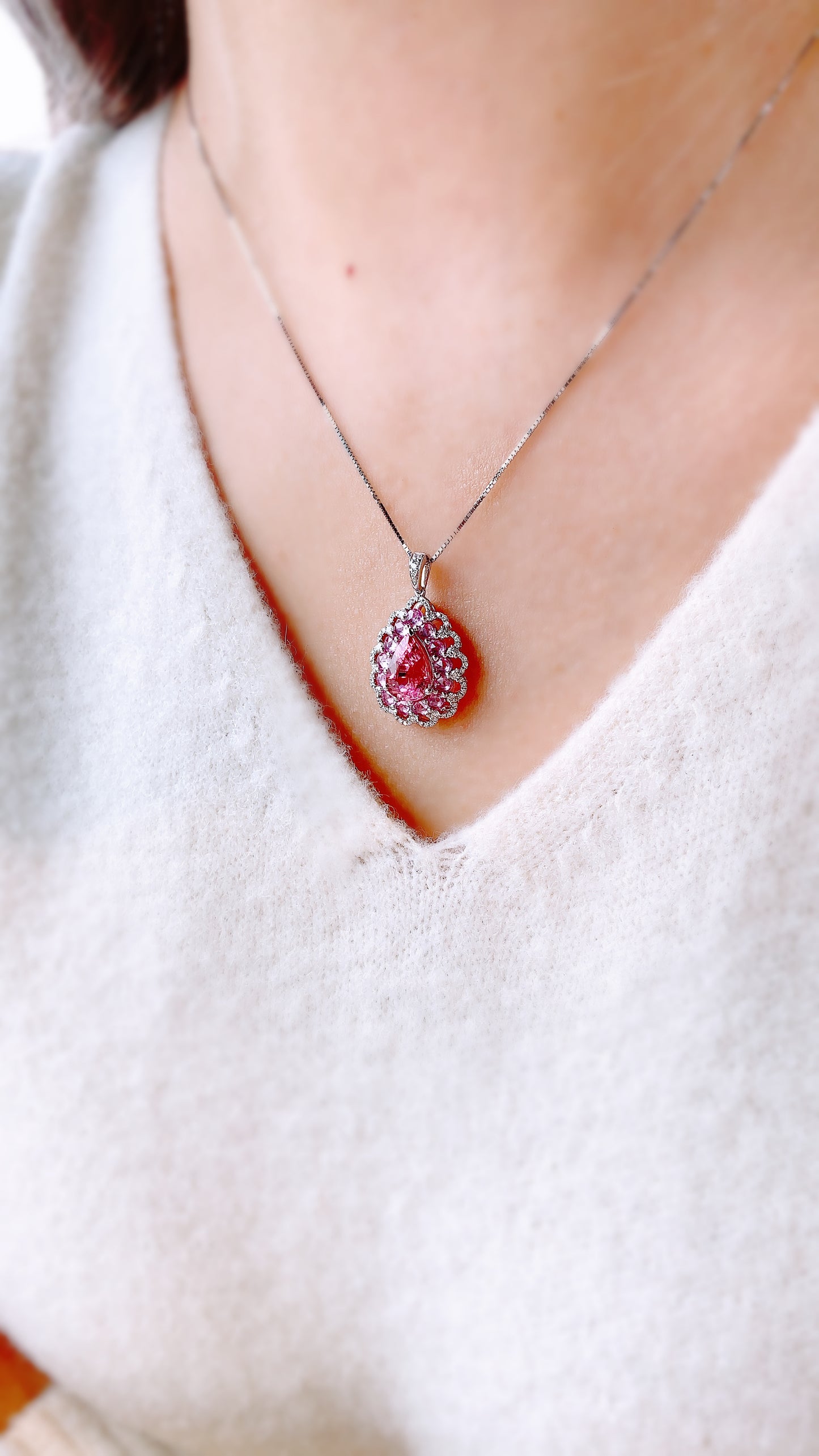 Tourmaline, Pink Sapphire and Diamond Pendant(WK3500)