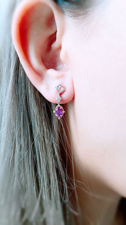 Purple Sapphire and Diamond Earrings-WK3729