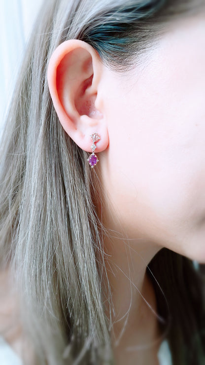 Purple Sapphire and Diamond Earrings-WK3729