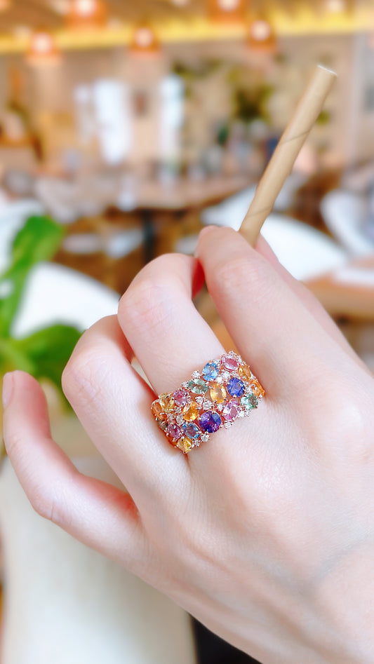 Multi-Color Sapphire & Diamond Ring-WK3766