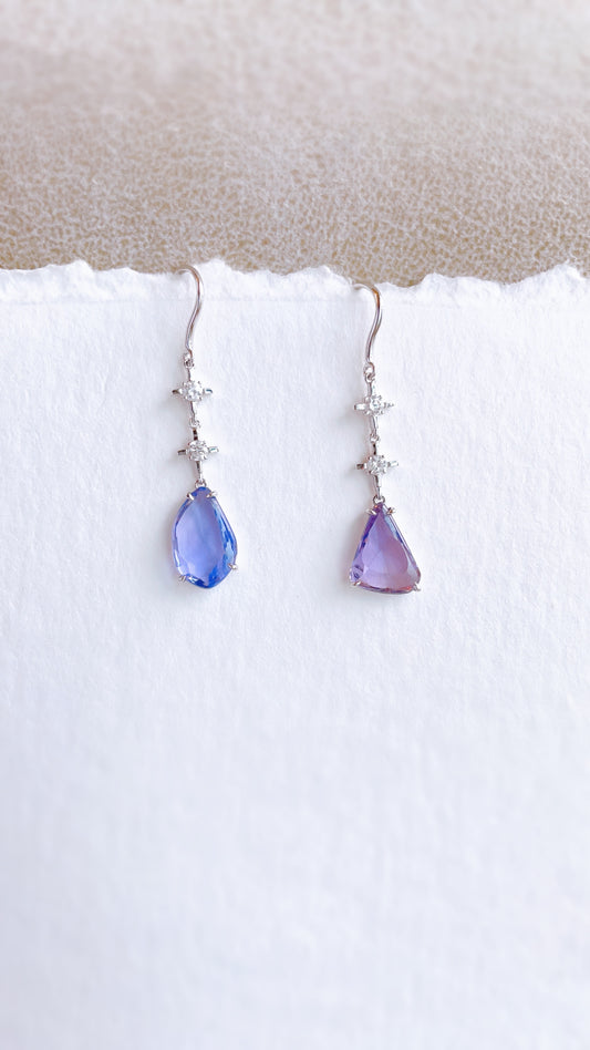 Violet Sapphire, Blue Sapphire and Diamond Earrings