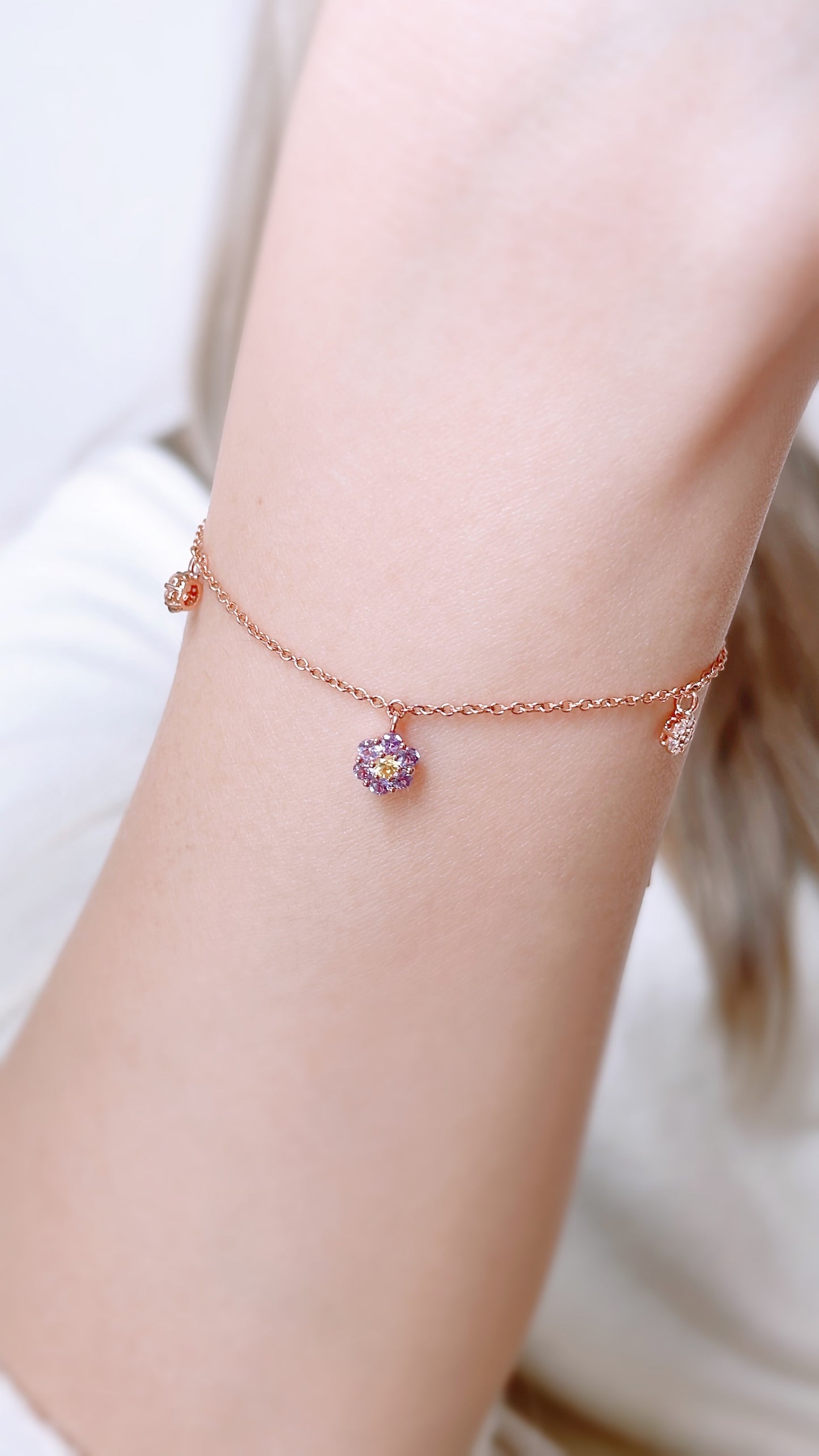 Purple Sapphire Flower Bracelet-WK3485