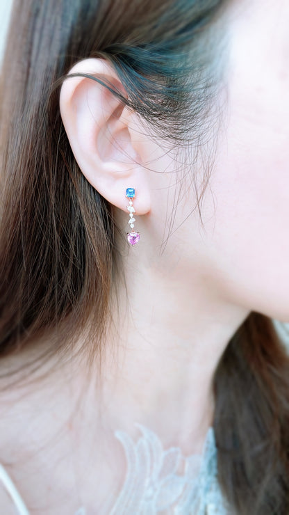 Pink and Blue Sapphire with Diamond Earrings-WK3705@