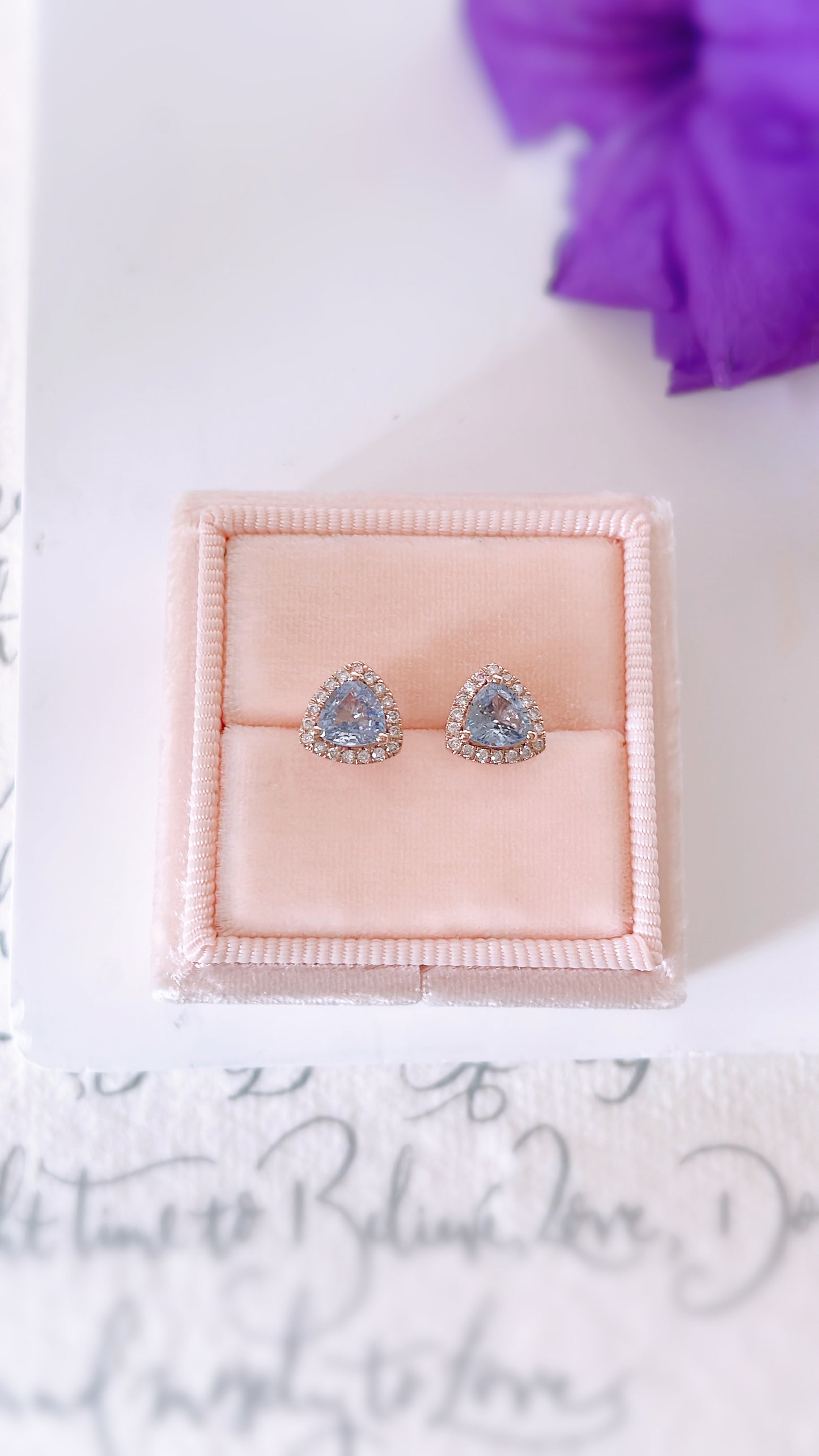 Blue Sapphire & Diamond Earrings-WK3765