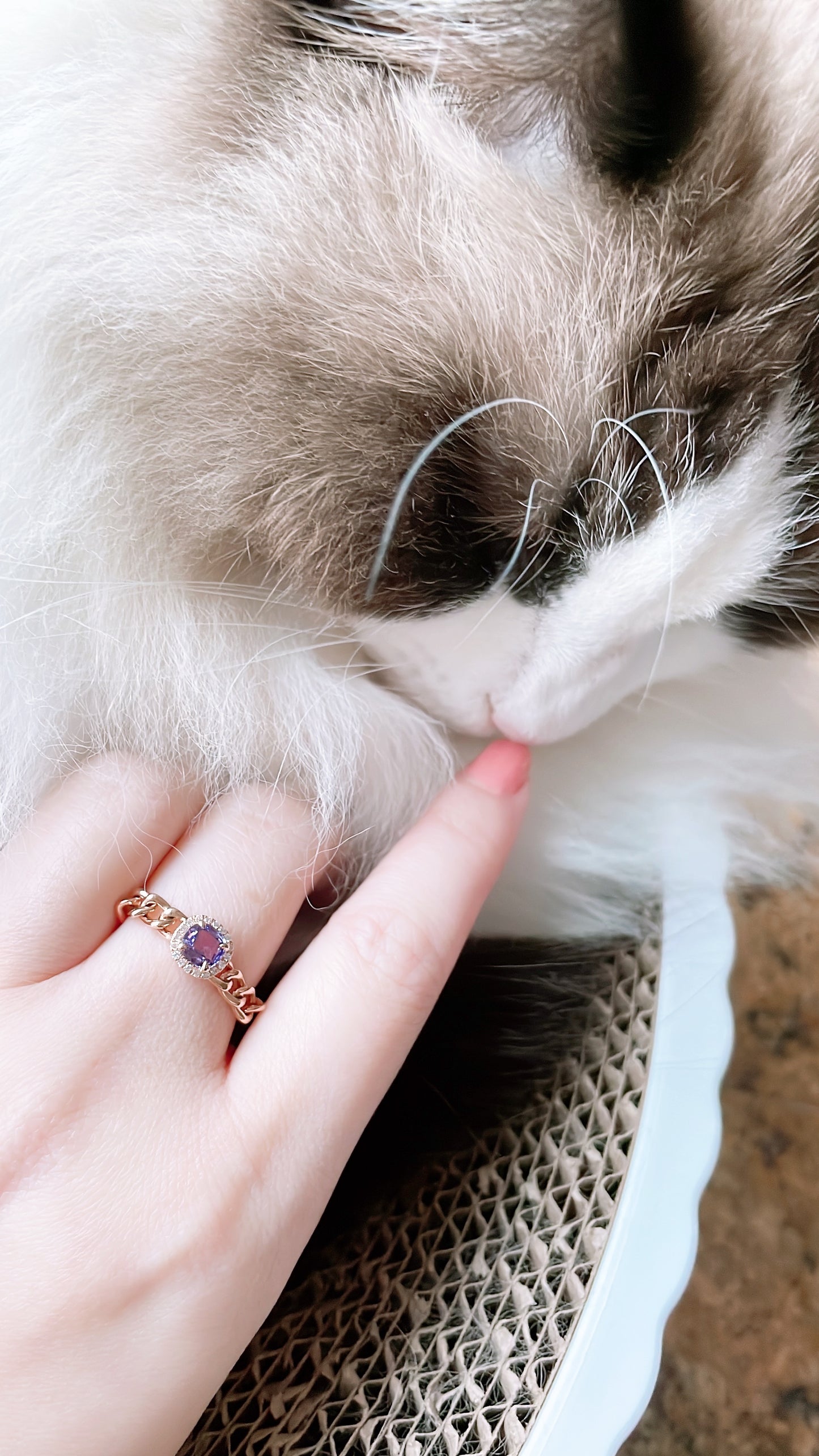 Lavender Purple Sapphire and Diamond Chain Ring-WK3672