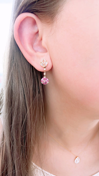 Blue & Pink Sapphire, Natural Diamond Drop Earrings-BCO00001034