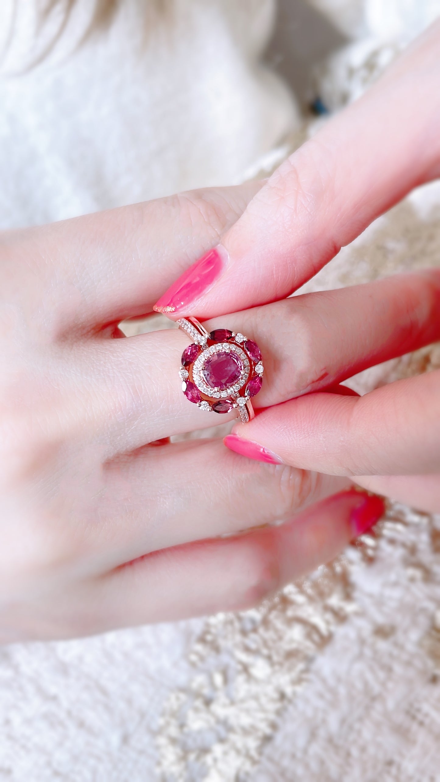 Pink Sapphire and Diamond Ring-WK3697