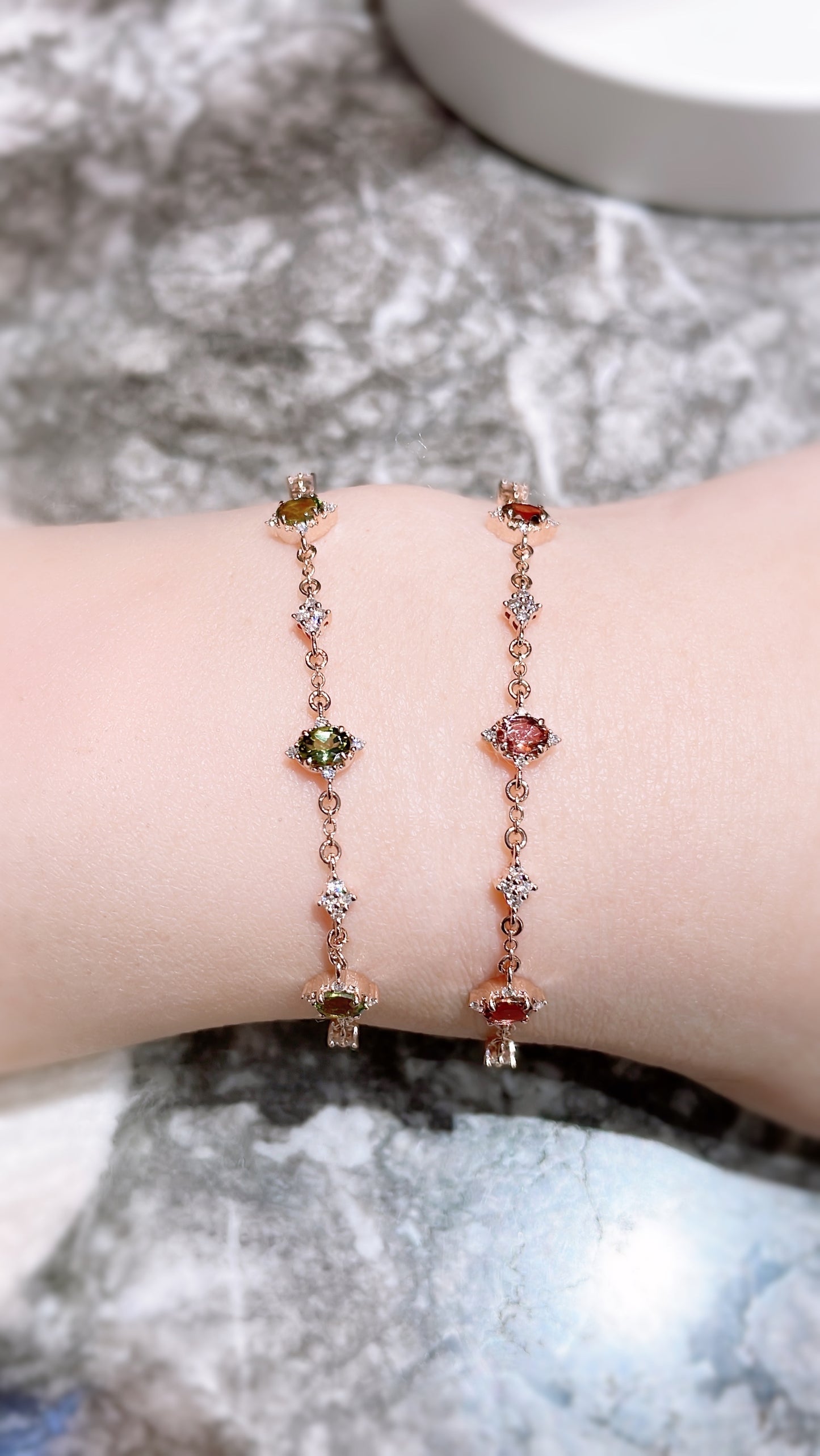 Burgundy Tourmaline and Diamond Bracelet-WK3681