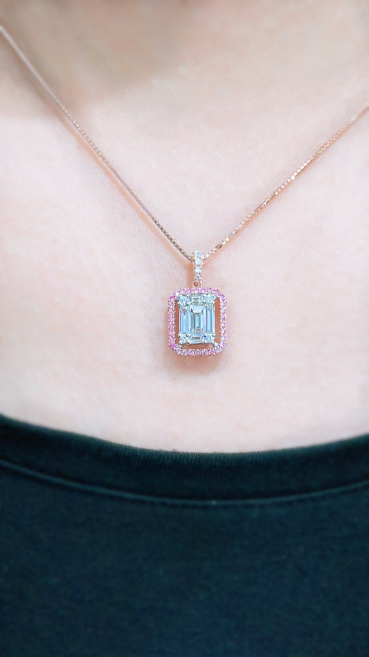 Diamond and Pink Sapphire Pendant-WK3623B