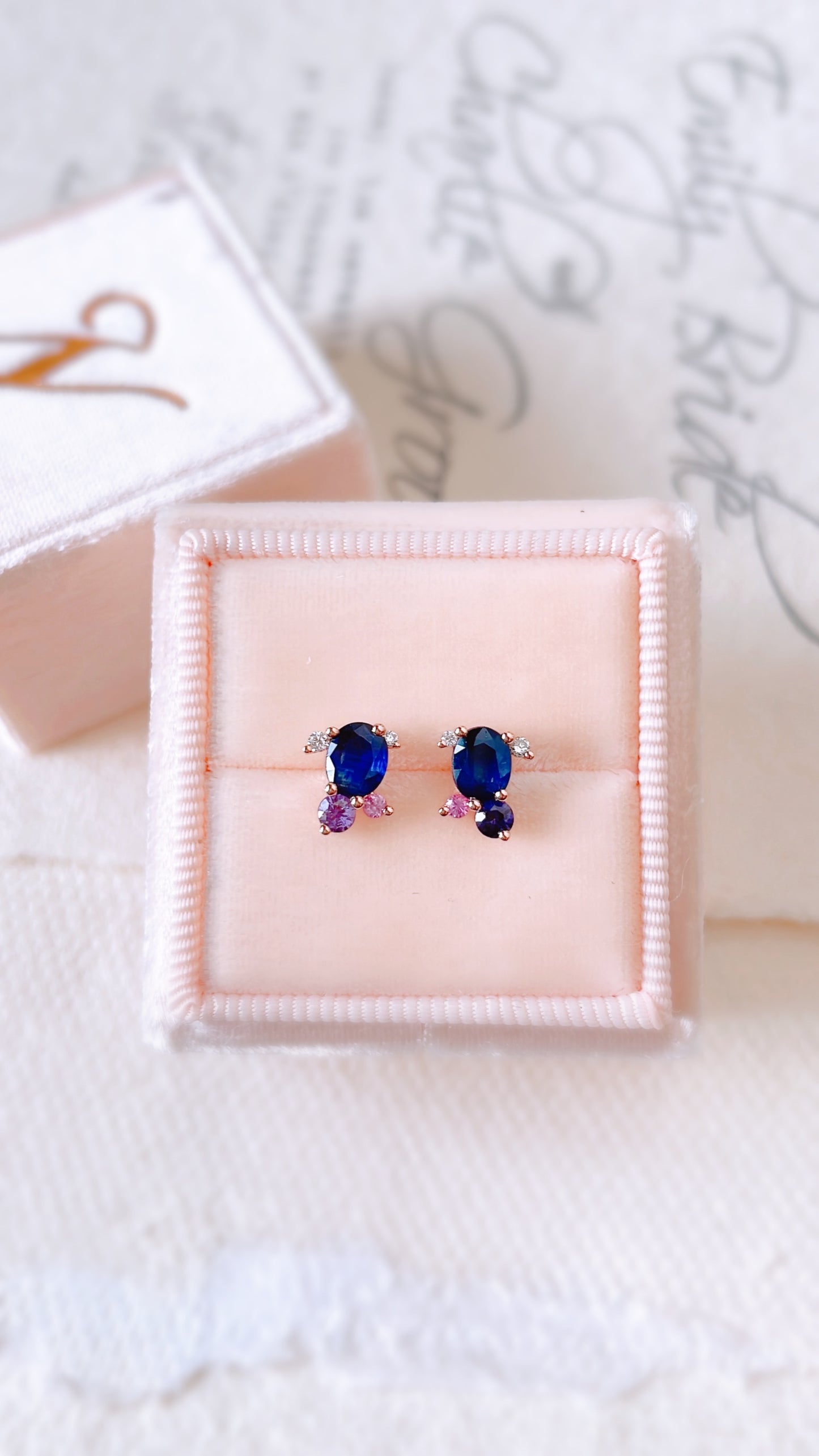 Blue, Purple and Pink Sapphire with Diamond Earrings-WK3702