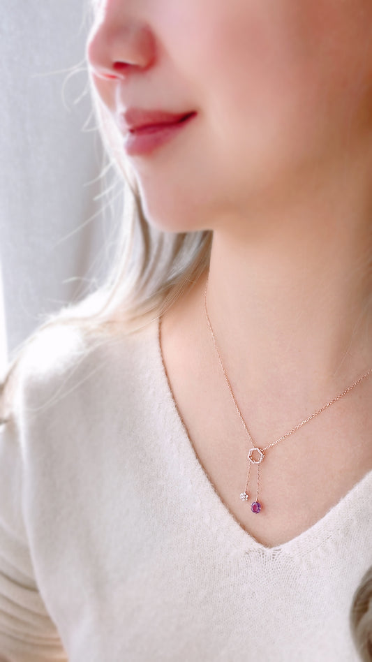 Lavender Purple Sapphire and Diamond Necklace-WK3669@