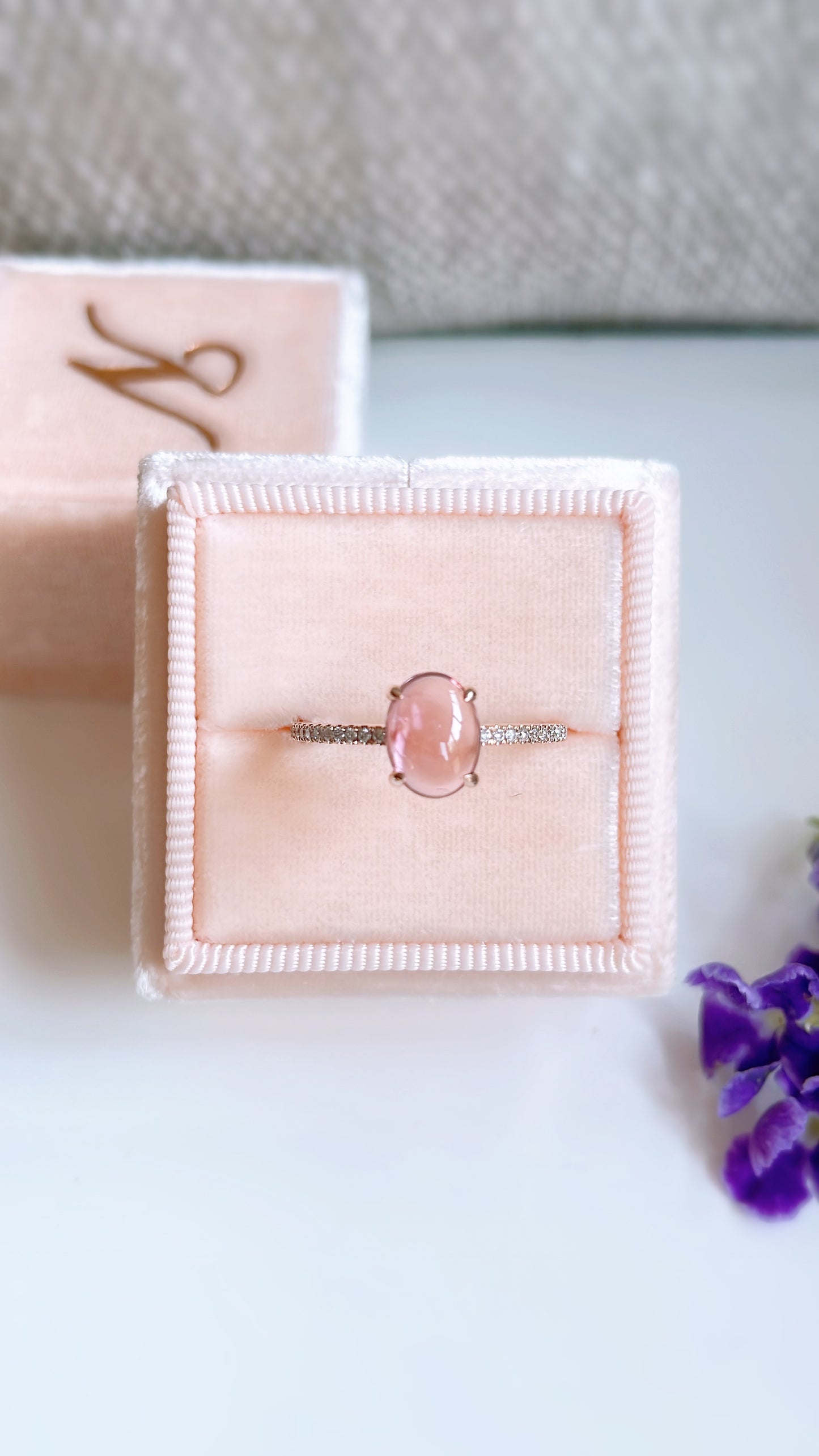 Baby Pink Tourmaline And Diamond Ring-WK3732