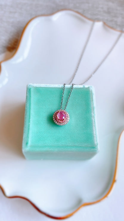 Pink Sapphire & Diamond Pendant-WK3637