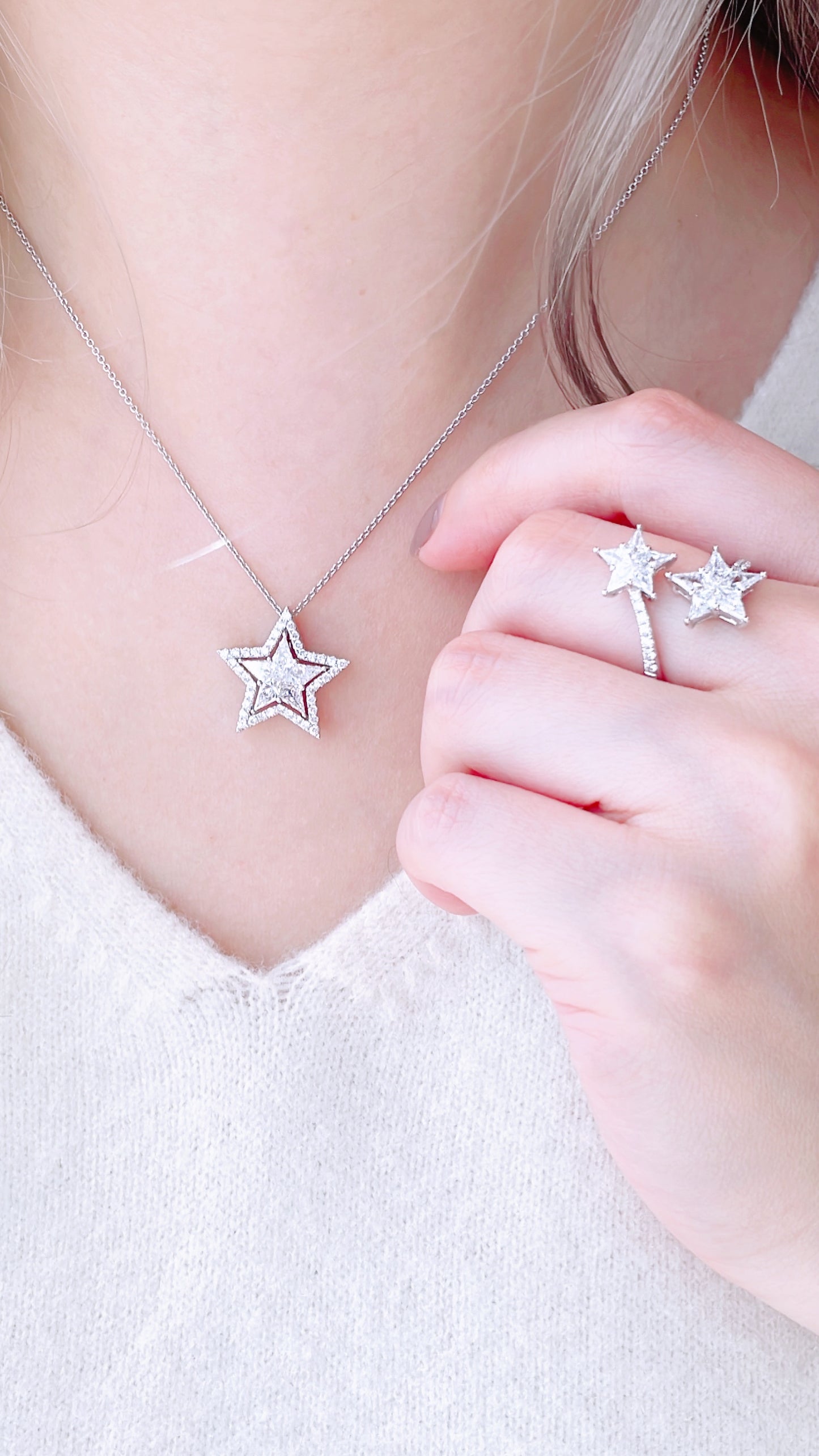 3 Ways Star Diamond Pendant (big size)-WK3653