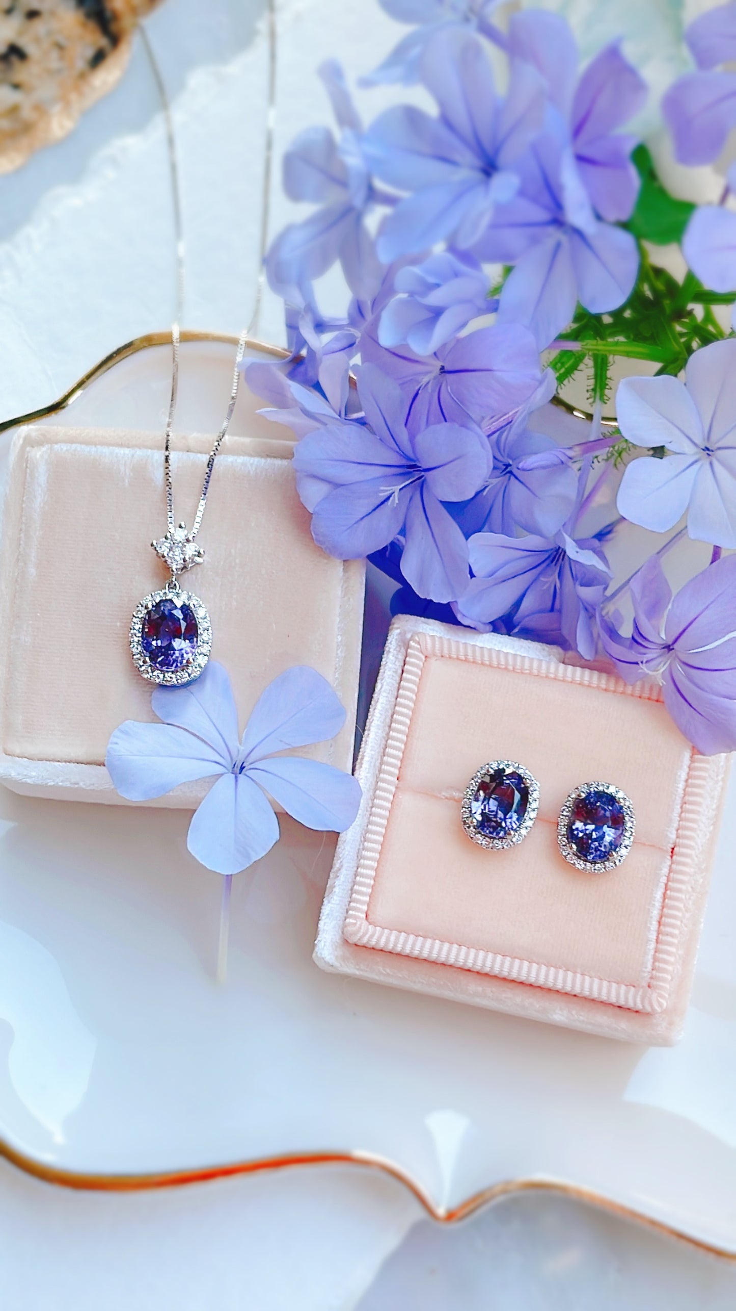 Violet Spinel & Diamond Earrings-BCO00001533