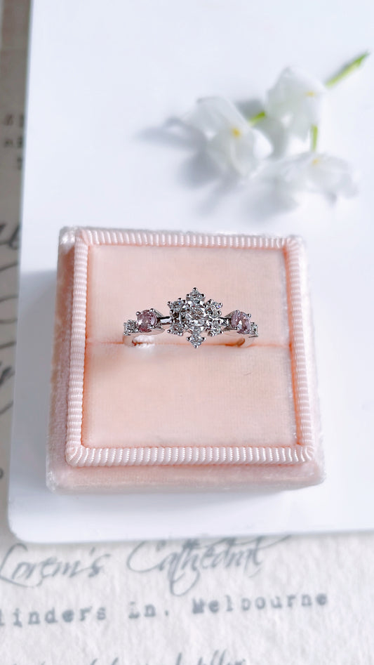 Diamond and Morganite Flower Ring-WK3600