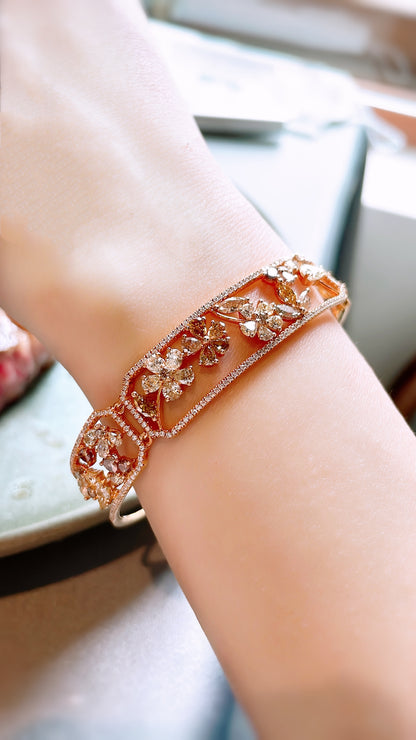 Floral Diamond Bangle-ZBO00000761