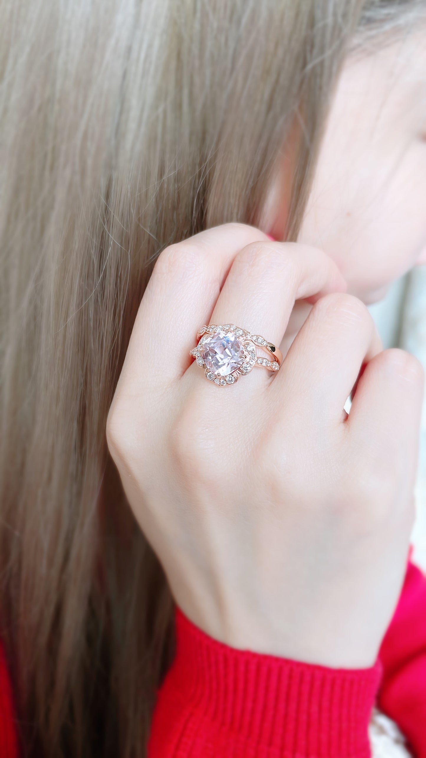 Kunzite and Diamond Ring-WK3624