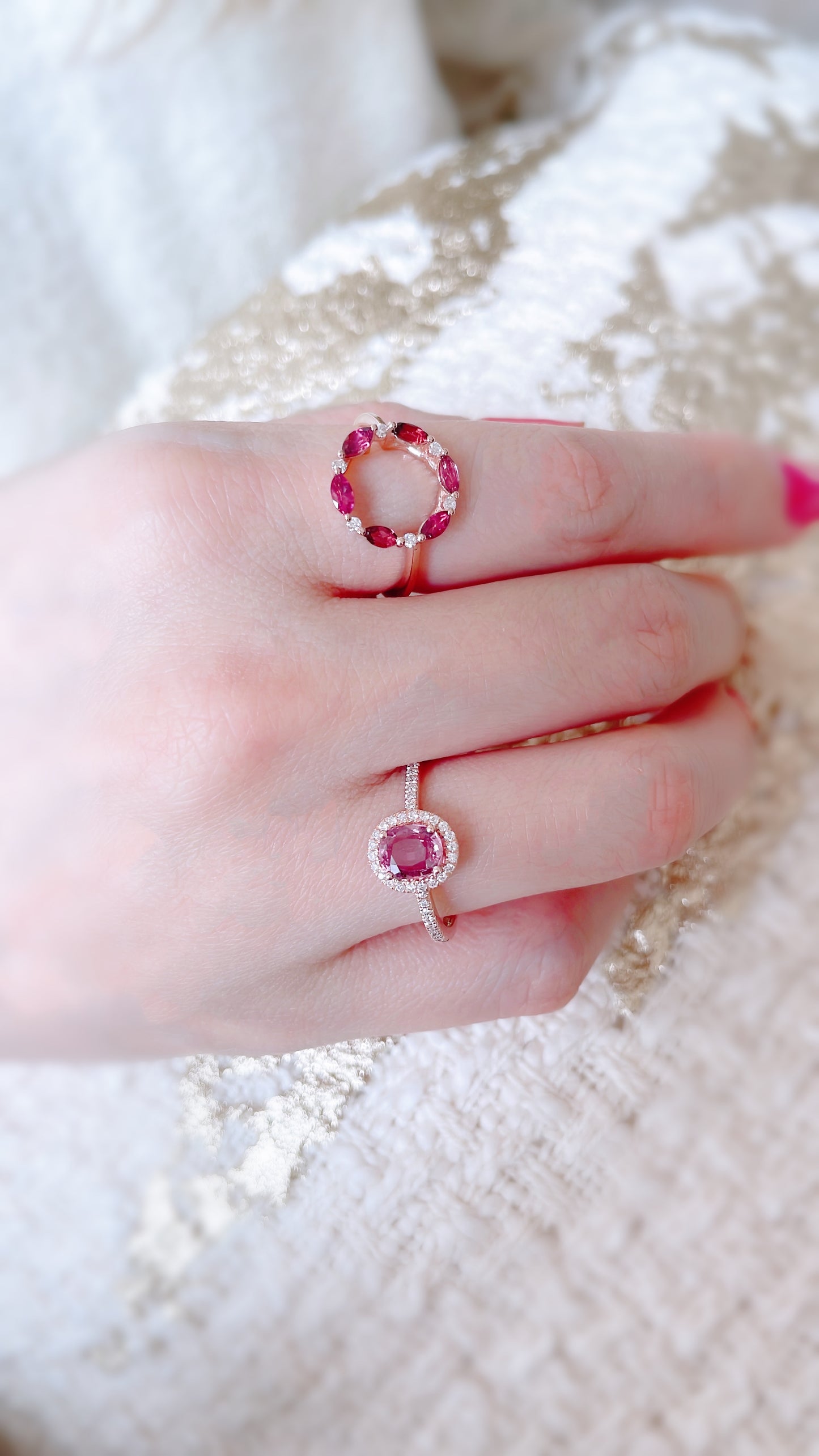 Pink Sapphire and Diamond Ring-WK3697