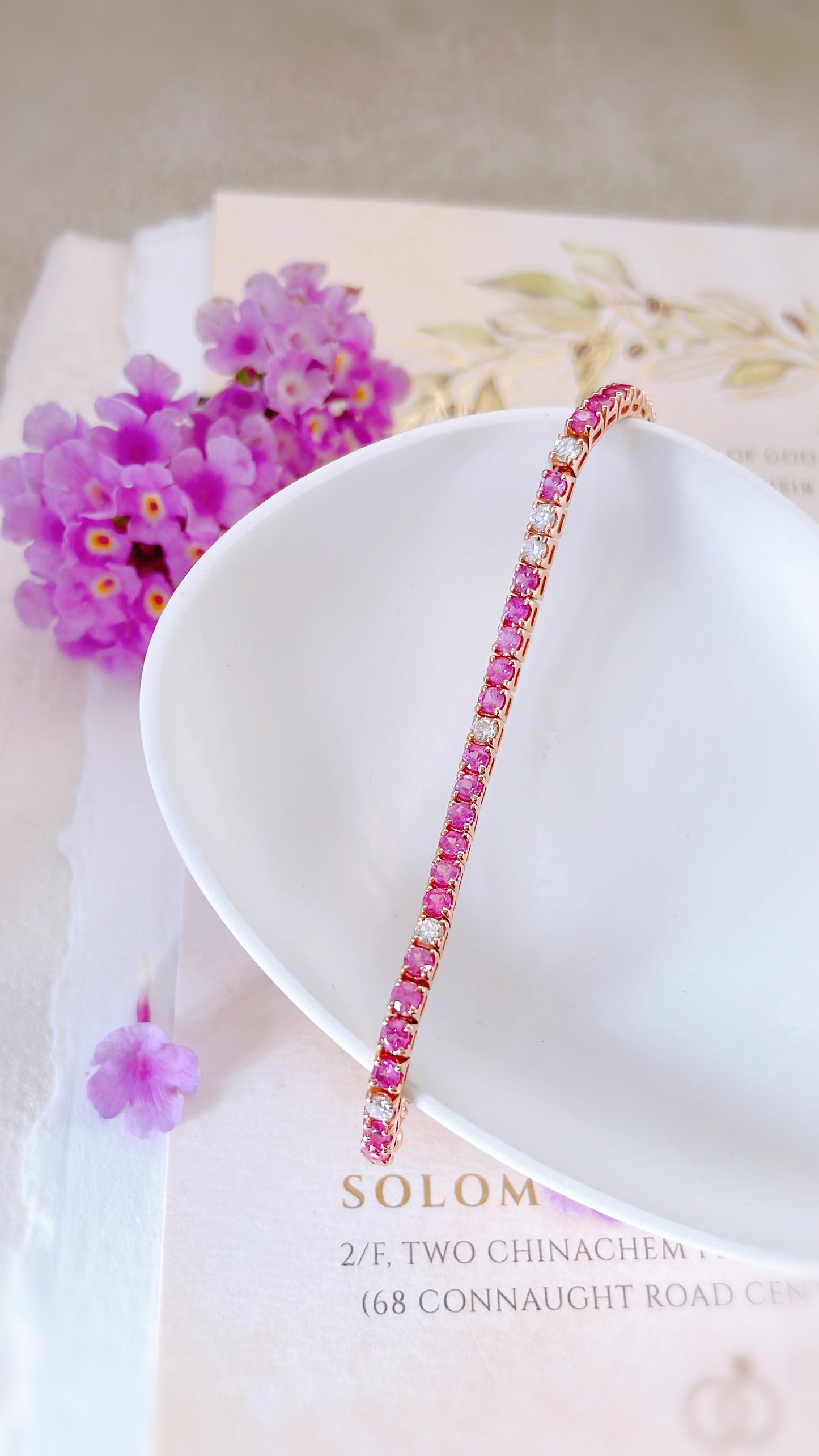 Pink Sapphire and Diamond Bracelet-WK3762