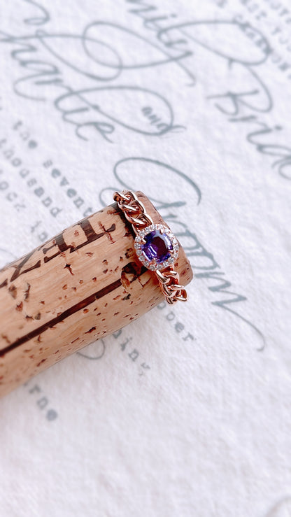 Lavender Purple Sapphire and Diamond Chain Ring-WK3672