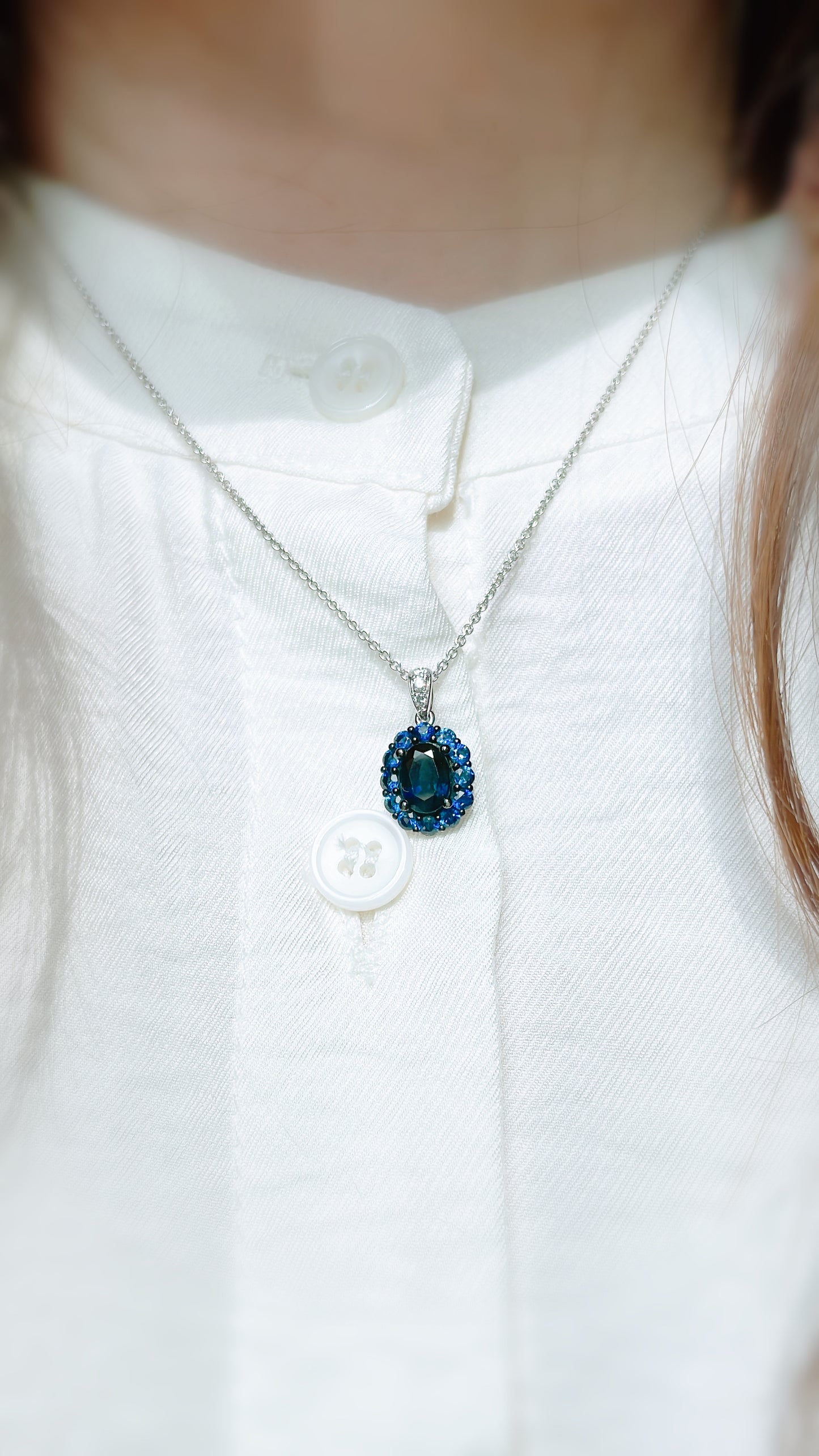 Blue Sapphire & Diamond Pendant-WK3342