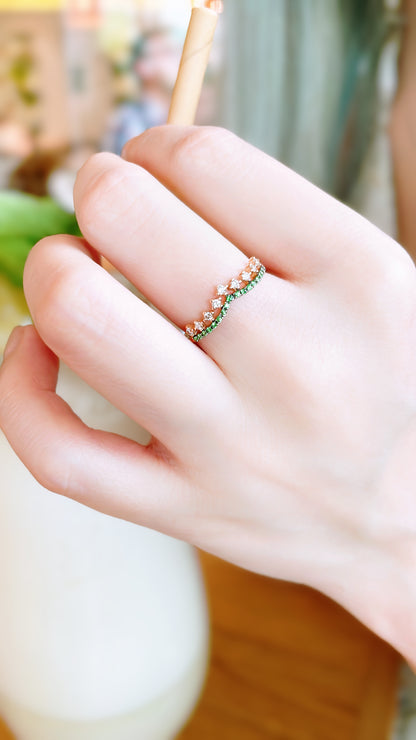 Green Garnet & Diamond Ring-WK3201