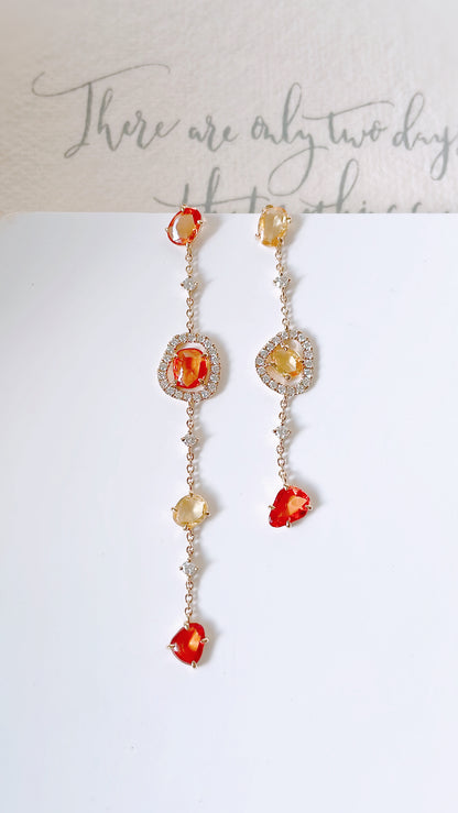 Sunrise Orange Sapphire Earrings-WK3670@