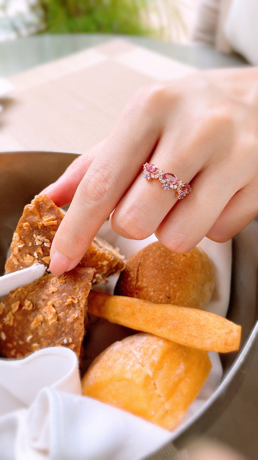 Pink Tourmaline, Amethyst & Diamond Ring-WK3580