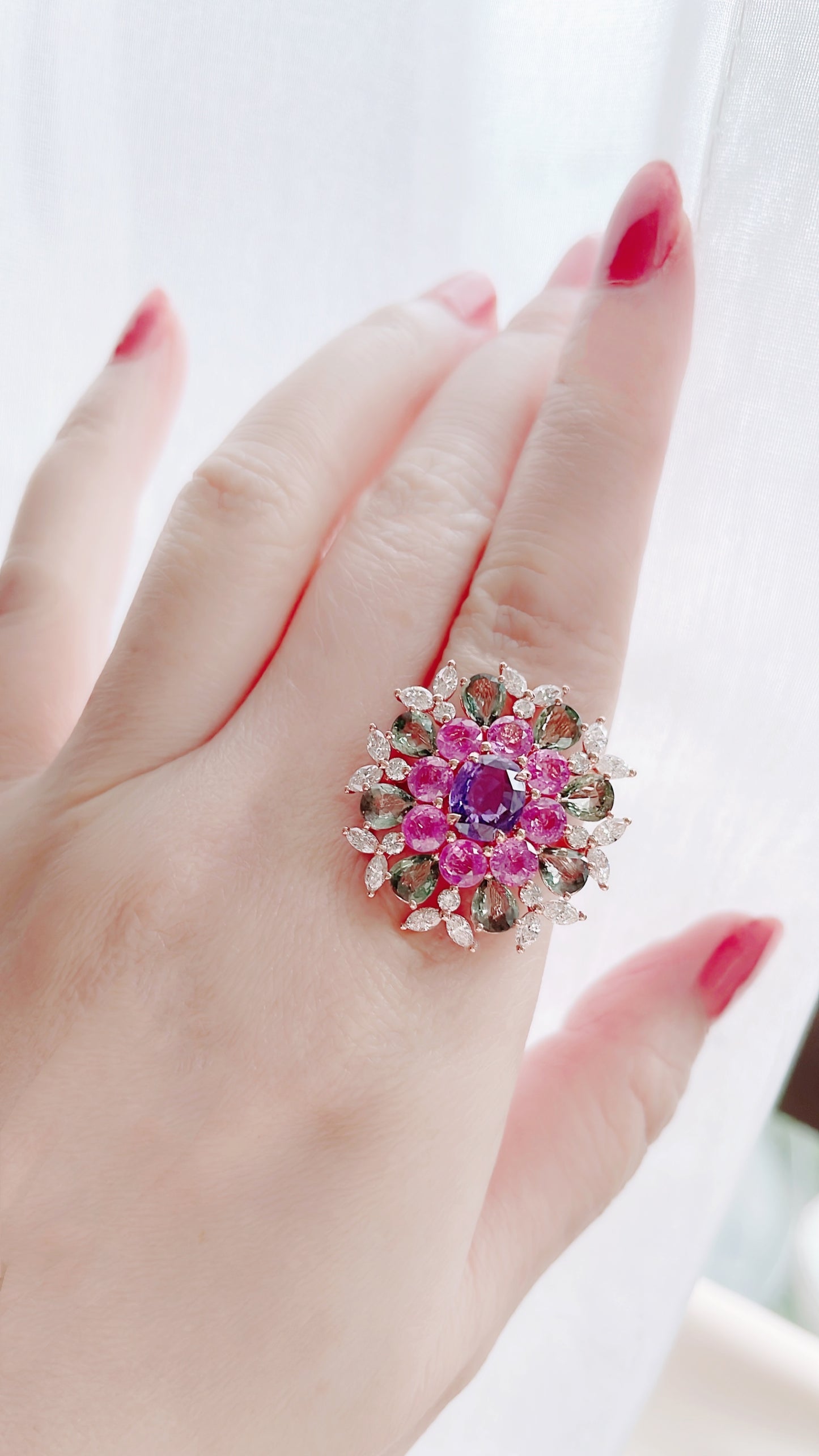 Purple Sapphire and Diamond Kaleidoscope Ring-WK3711