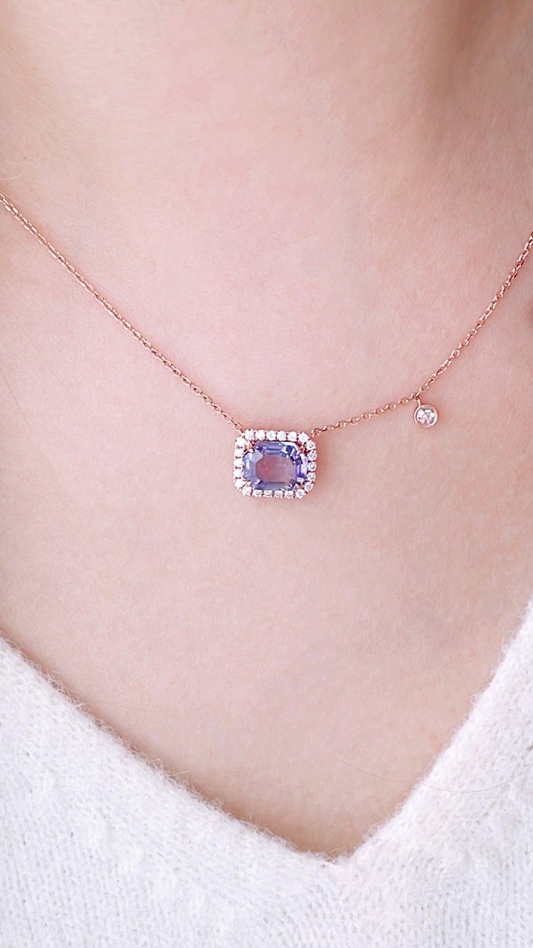 Purple Sapphire and Diamond Necklace-WK3664@