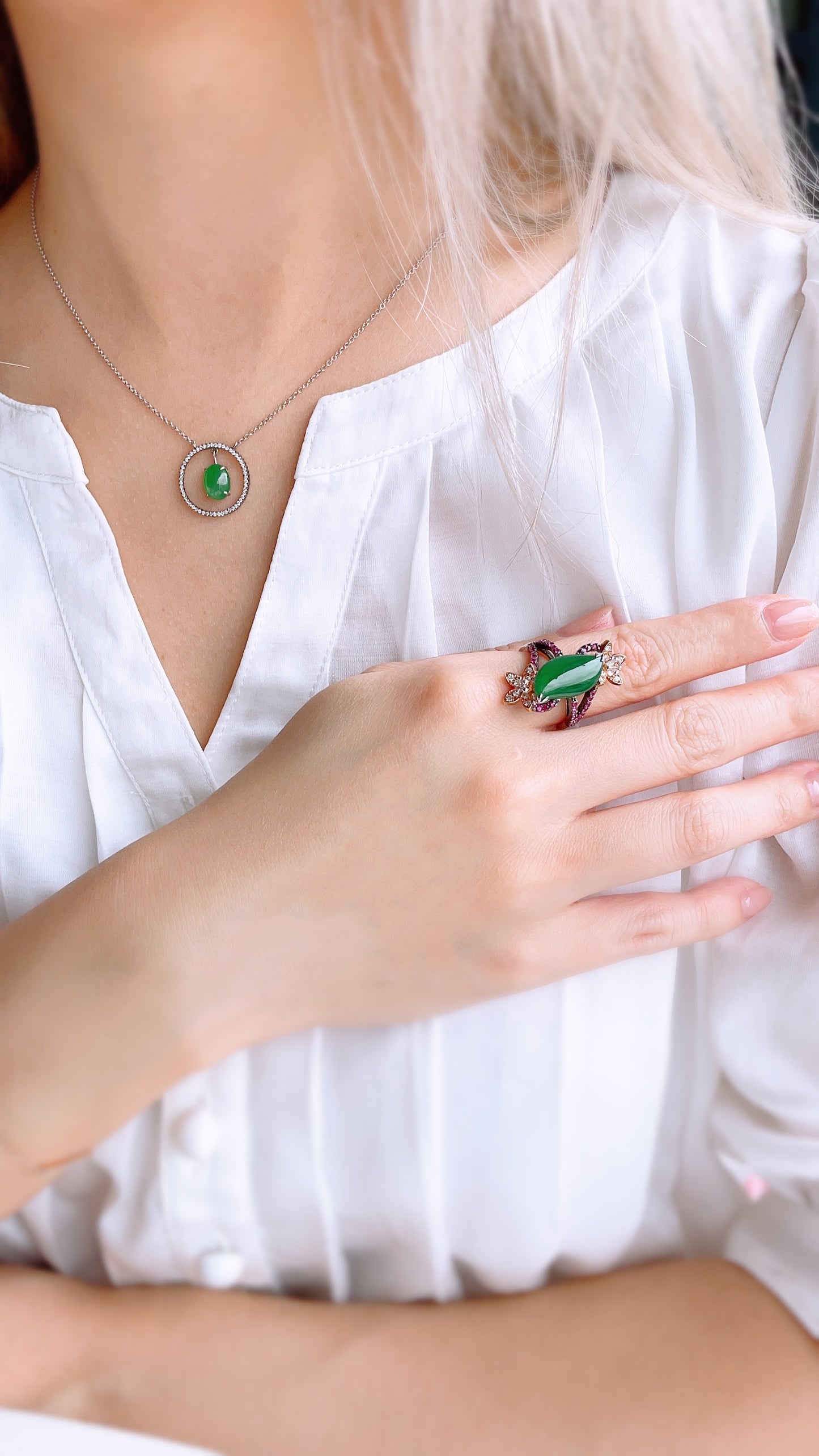 Jadeite, Ruby and Diamond Ring-WFO00001459