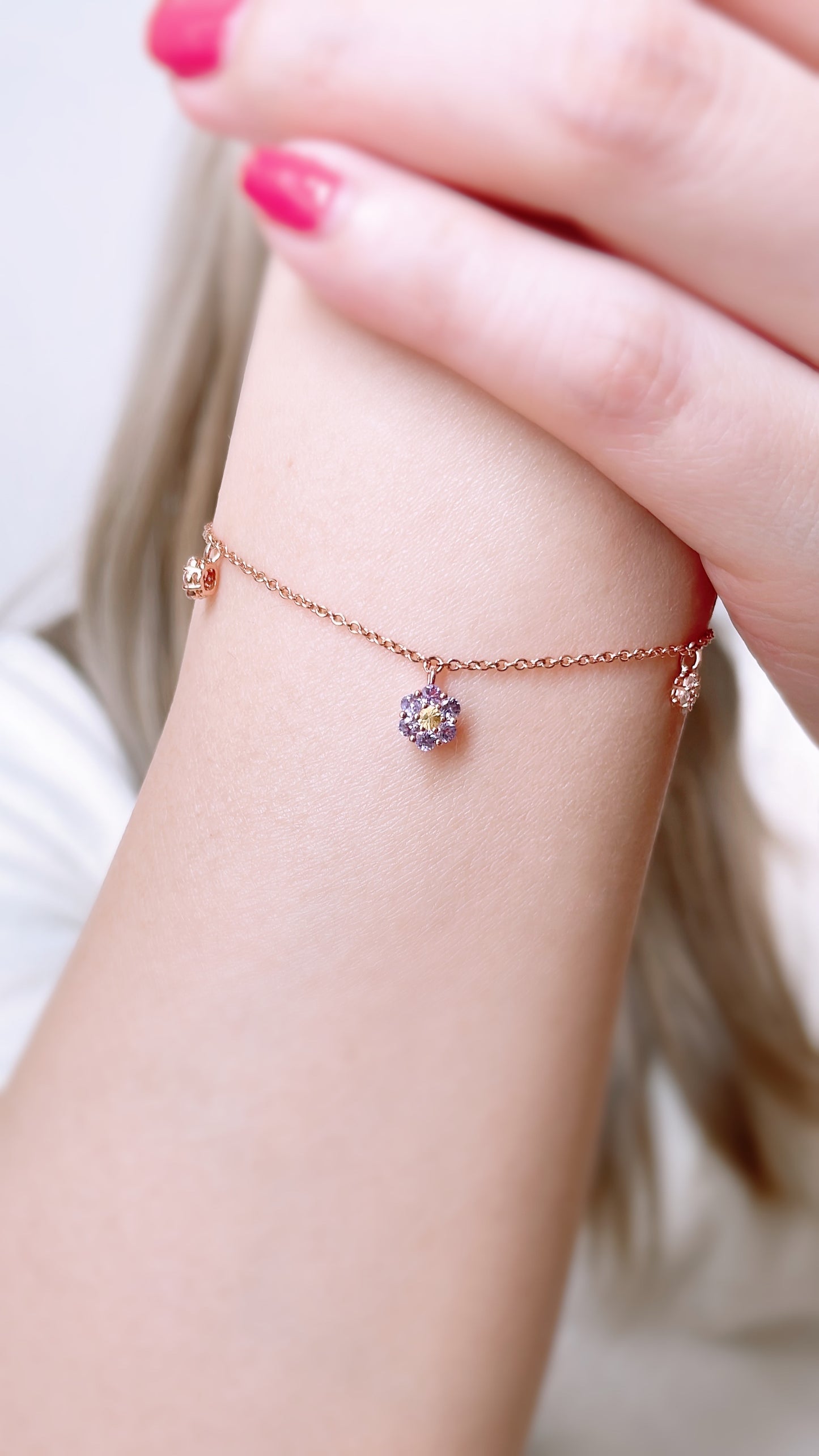 Purple Sapphire Flower Bracelet-WK3485