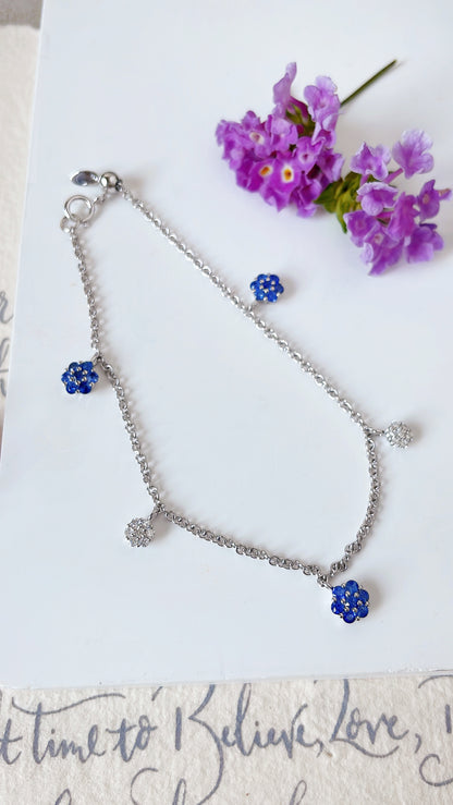 Blue Sapphire Flower Bracelet-WK3485