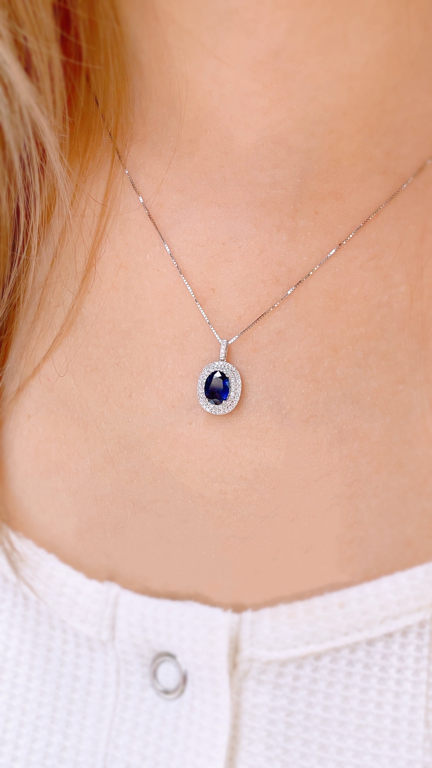 Blue Sapphire & Diamond Pendant