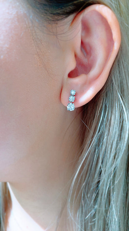 3 Stones Diamond Earrings-WK3334