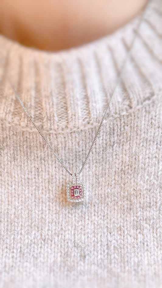 Diamond & Pink Sapphire Pendant-WK3449