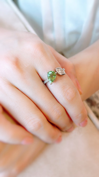 Green Tourmaline and Diamond Ring-WK3394