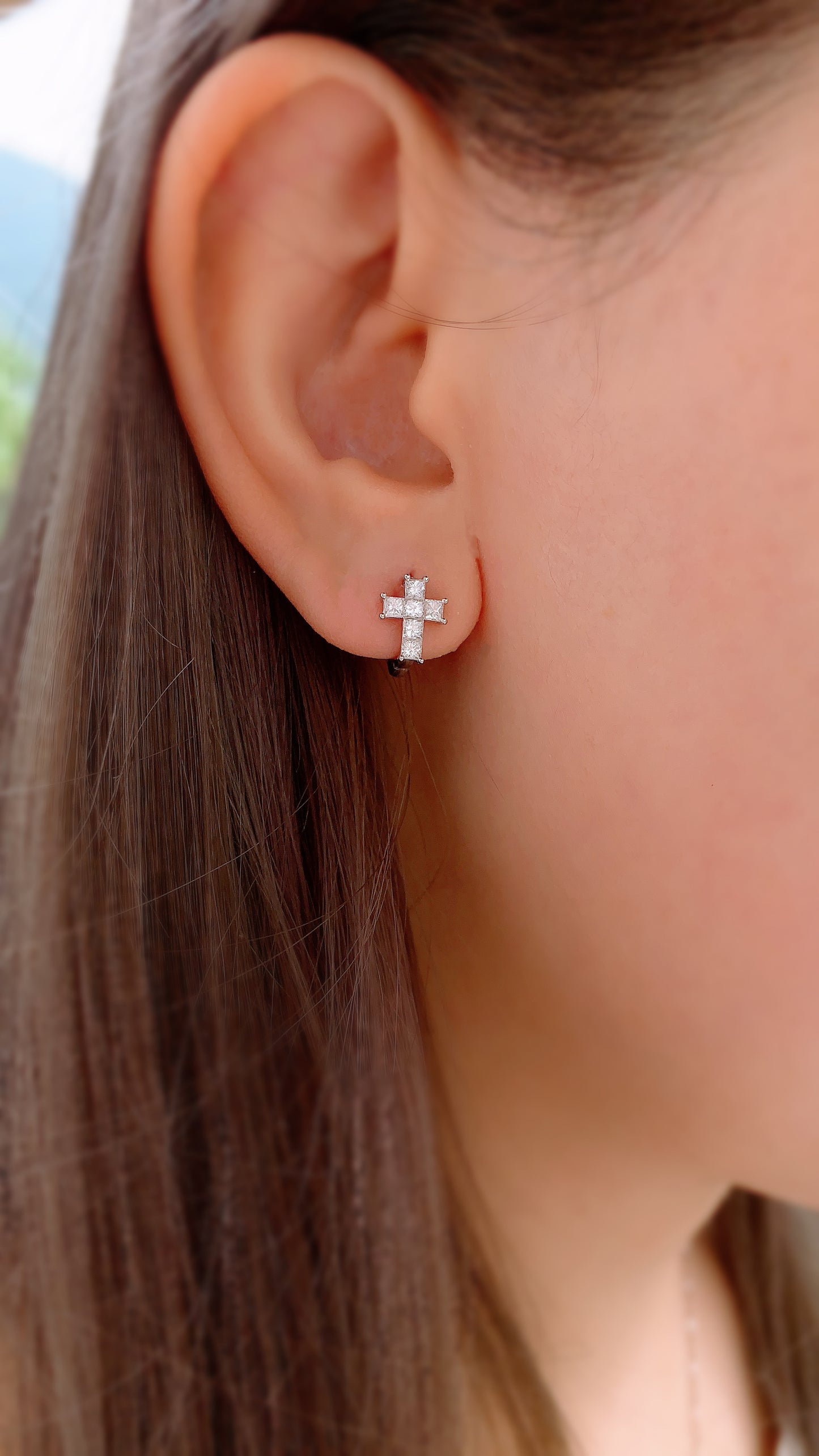 Cross Diamond Earrings-ZCO00011755