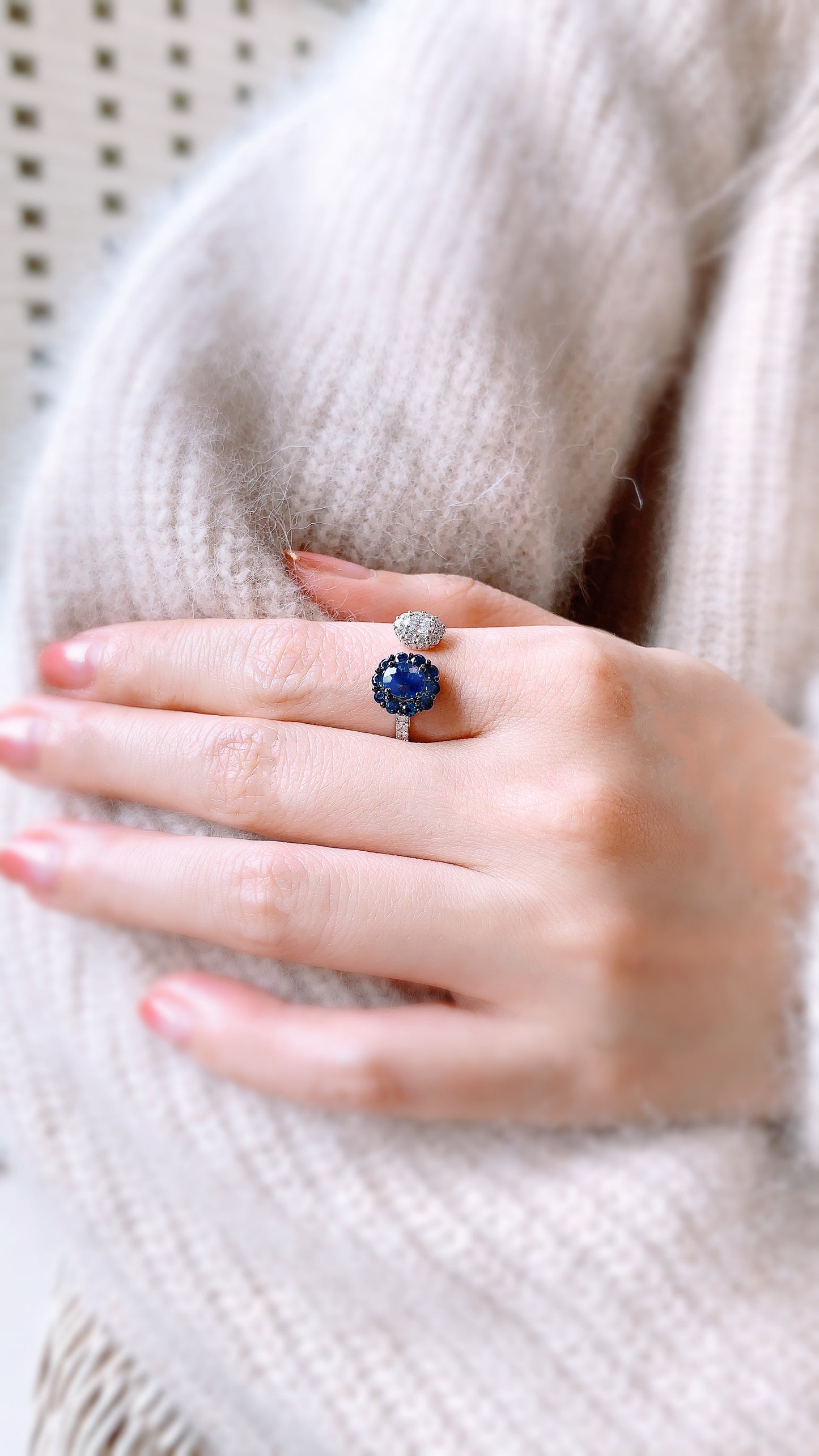 Hug Me Blue Sapphire and Diamond Ring(WK3398)