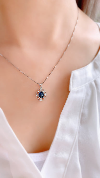 Blue Sapphire & Diamond Pendant(WK3477)