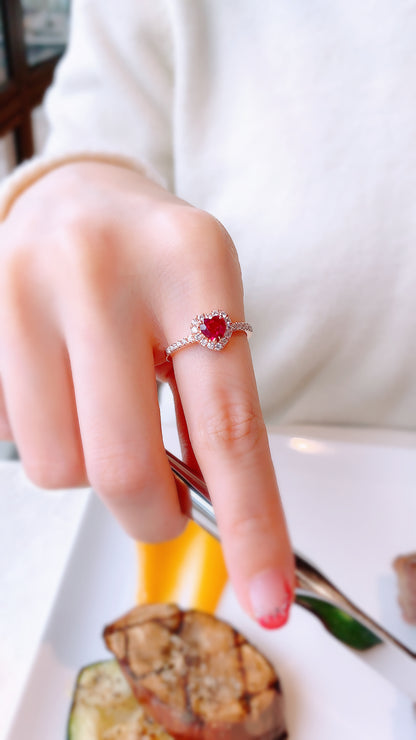 Heart Shape Ruby and Diamond Ring(WK3502)